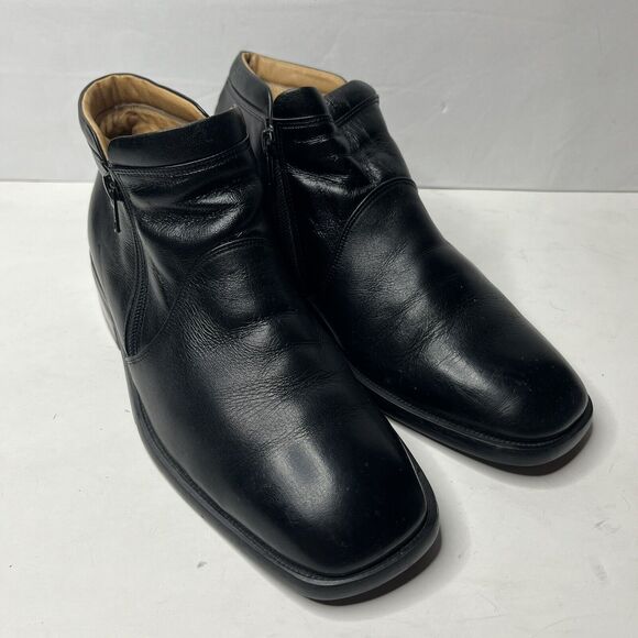 PabDer Black Calf Leather Made in ITALY Handmade Zipper Boots Mens Size 6.5 - Picture 1 of 14
